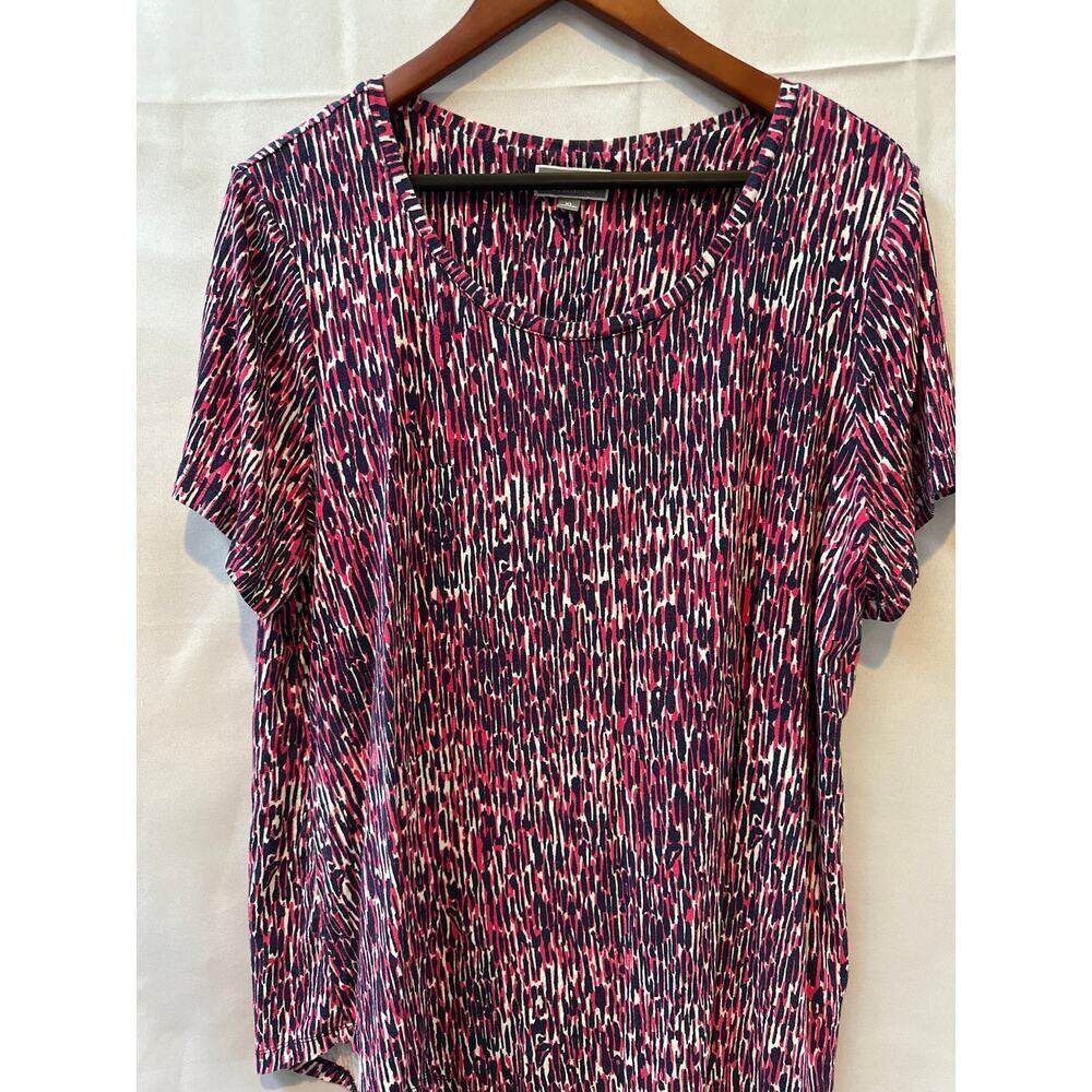 JM Collection Pink and Purple Blouse Sz XL Short Sleeve